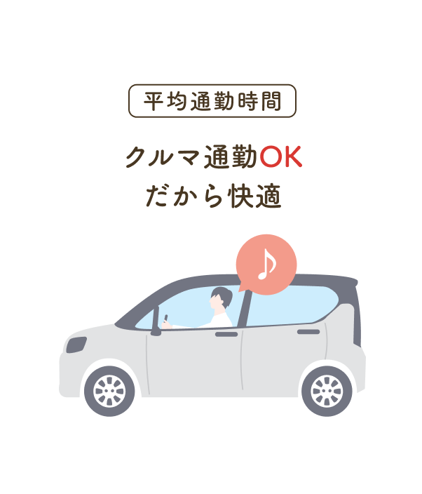 平均通勤時間：クルマ通勤OKだから快適点